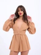 6528 TULUM ELBİSE-CAMEL resmi